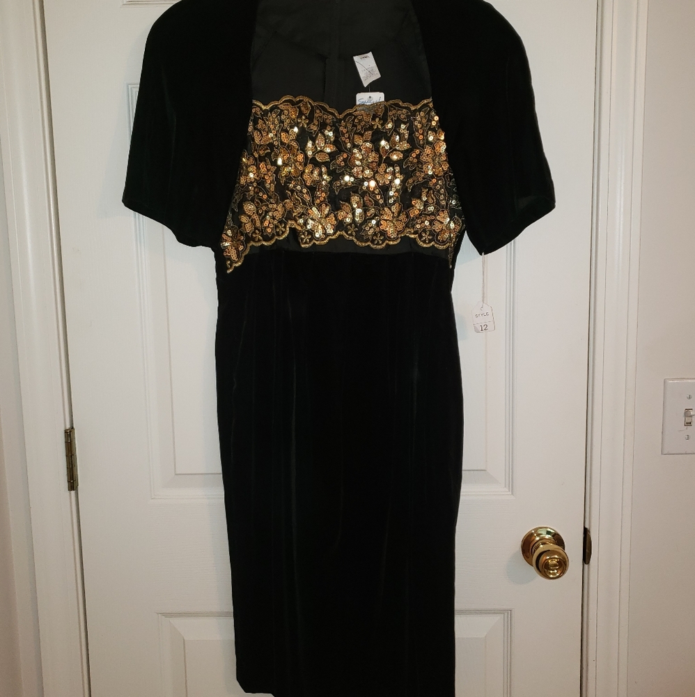 Vintage Velvet & Sequin Formal Dress - 80s, 90s, Glamorous, Classic